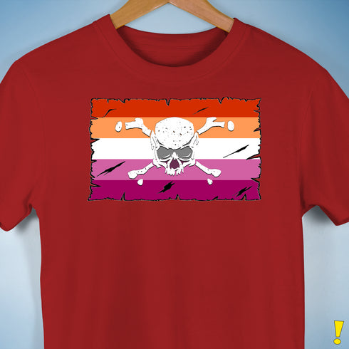 Lesbian Pride Pirate Flag Premium Unisex T-Shirt - Red
